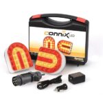 Kabelloses LED-Rückleuchten-Set Connix LED im Transportkoffer mit zwei Leuchten, Senderstecker und Ladezubehör